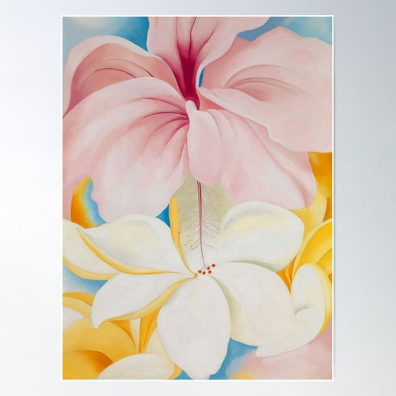 Georgia O'Keeffe Hibiscus In Plumeria Poster Wall Art, Modern Wall Decor For Living Room Bedroom, 8x12 UNFRAMED