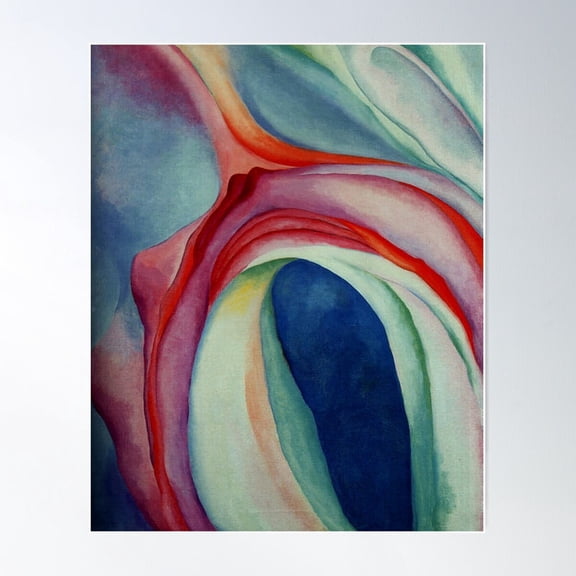 Georgia O'Keeffe Music Pink Blue Poster Wall Art UNFRAMED PAPER POSTER, Home Decor