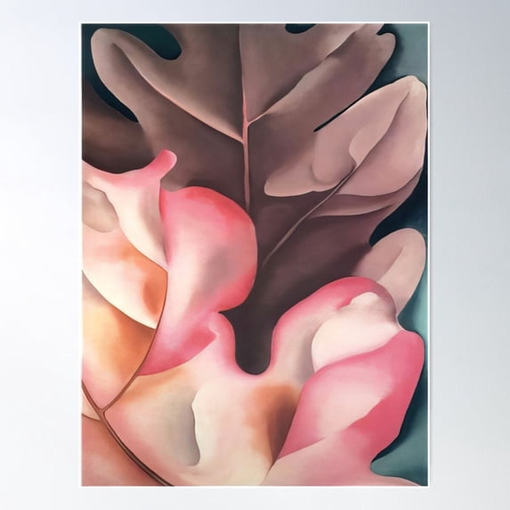 Georgia O'Keeffe - Oak Leaves Pink And Grey Poster Wall Art UNFRAMED PAPER POSTER