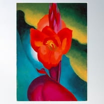 Georgia O'Keeffe Red Canna 1919 Poster Wall Art, Modern Wall Decor For Living Room Bedroom, 8x12 UNFRAMED