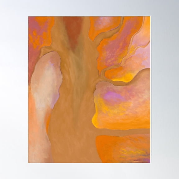 Georgia O'Keeffe Tan, Orange, Yellow, Lavander Poster Wall Art, Modern Wall Decor For Living Room Bedroom, 16x24 UNFRAMED