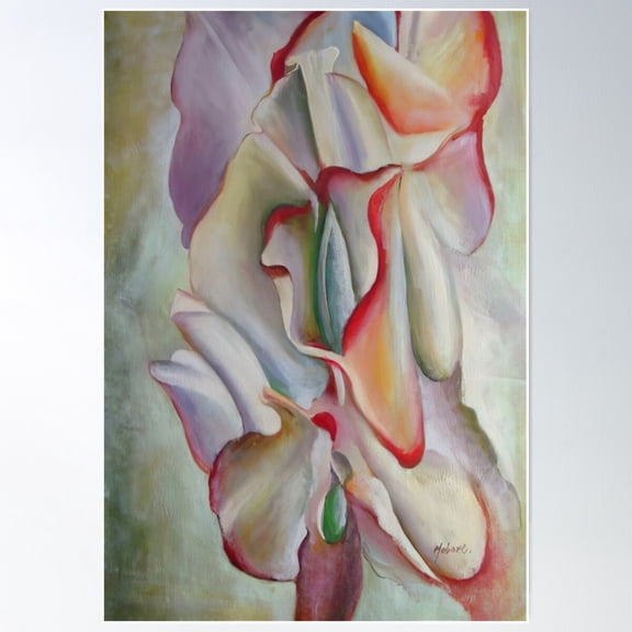 Georgia Okeeffe Pink Sweet Peas Poster Wall Art, Modern Wall Decor For Living Room Bedroom, 16x24 UNFRAMED