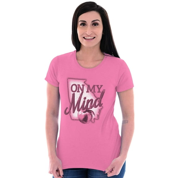 Georgia On My Mind GA Southern Belle Womens Slim Fit Graphic Tee Brisco Brands X