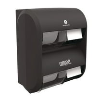 12.31 in. x 14.81 in. x 7.86 in. Compact Quad Vertical Four Roll Coreless Tissue Dispenser - Black