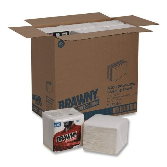 Georgia-Pacific 28612 12 in. x 13 in. 1-Ply Professional Cleaning Towels - White (50/Pack, 18 Packs/Carton)