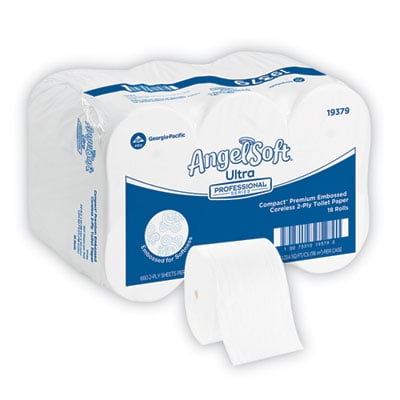 Georgia-Pacific GPC19379 Angel Soft PS Compact Coreless Premium Bathroom Tissue - 2-Ply, White - Pack of 18