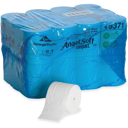 Georgia- Pacific Angel Soft Professional Series® Compact® Premium Embossed Coreless 2-ply Toilet Paper By Gp Pro (georgia-pacific), 36 Rolls/package - 2 Ply - 3.85" X 4.05" - 750 Sheets/roll