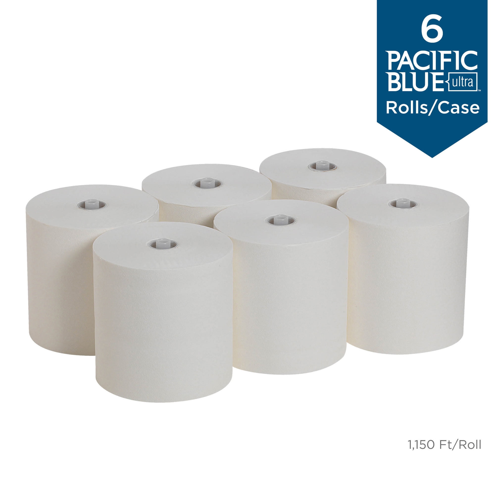 GEORGIA-PACIFIC Paper Towel Roll: White, 8 in Roll Wd, 425 ft Roll Lg,  Continuous Sheet Lg, 6 PK