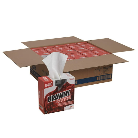 Georgia-Pacific Brawny Professional D400 Disposable Cleaning Towel, Tall Box, White, 1 Box (20070/03)