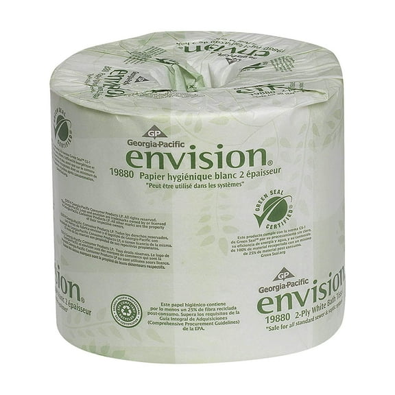 Georgia Pacific Envision 2-Ply Embossed Toilet Paper, 19880/01, 550 Sheets Per Roll, Case of 80 Rolls, White