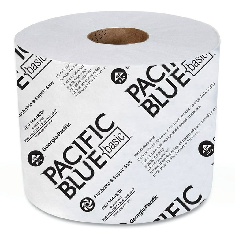 Pacific Blue Basic High-Capacity Bathroom Tissue, Septic Safe, 1-Ply, White, 1,500/Roll, 48/Carton Pacific Blue Basic High-Capacity Bathroom Tissue, Septic Safe, 1-Ply, White, 1,500/Roll, 48/Carton