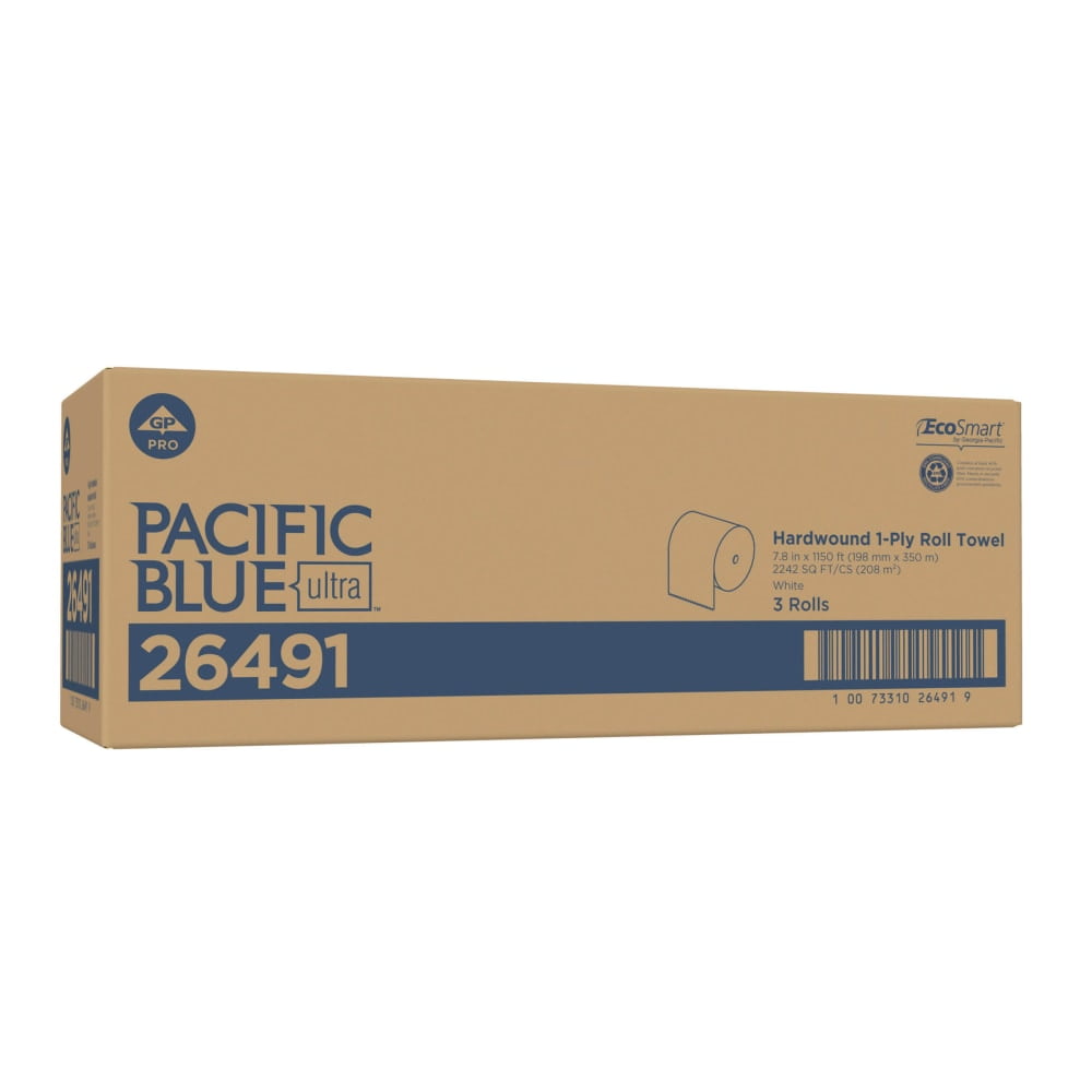 GEORGIA PACIFIC PROFESSIONAL Georgia-Pacific Pacific Blue Ultra Hardwound Paper Towel Roll, 26491, 3 Rolls per Case