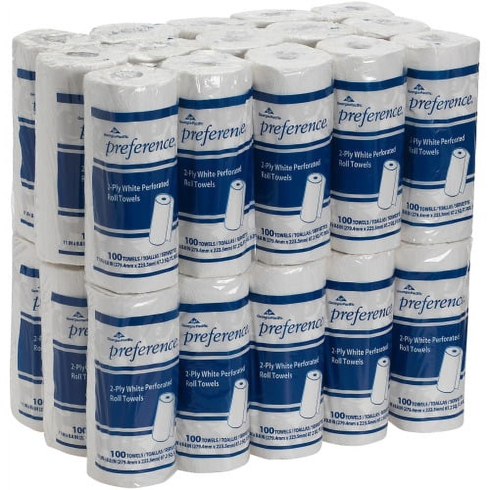 Georgia-Pacific Preference 100 Sheet Perforated Roll Towels 2 Ply - 8.80" x 11" - 100 Sheets/Roll - White - Paper - Perforated, Strong, Absorbent - for Healthcare, Food Service - 100 - 30 / Carton
