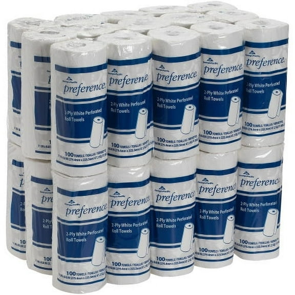 Georgia-Pacific Preference 100 Sheet Perforated Roll Towels 2 Ply - 8.80" x 11" - 100 Sheets/Roll - White - Paper - Perforated, Strong, Absorbent - for Healthcare, Food Service - 100 - 30 / Carton