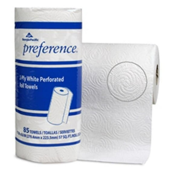 Georgia-Pacific Preference Perforated Paper Roll Towel 2-Ply White 30-85 - White Paper - 11in.L x 8.8in.W