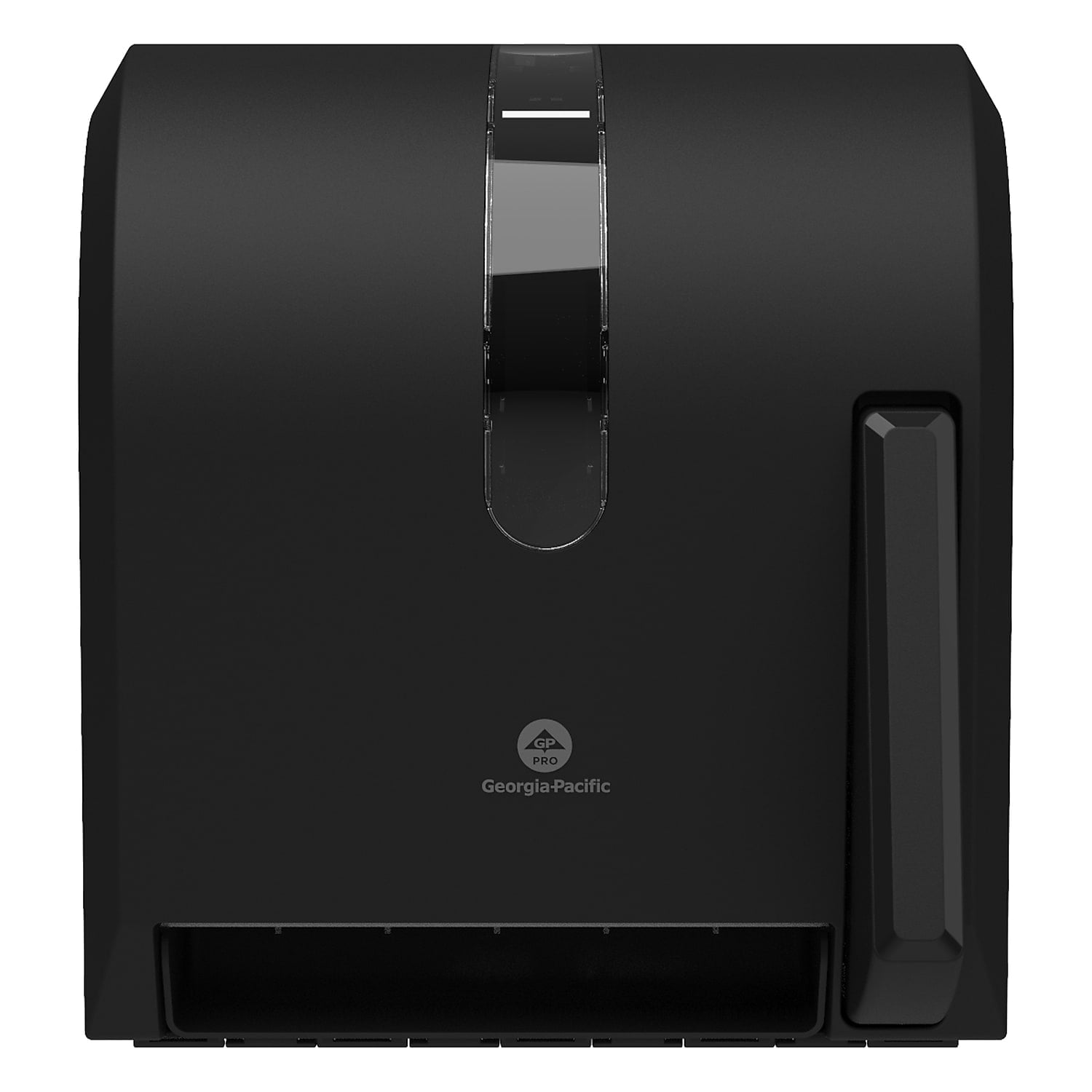Georgia Pacific Professional 54338A 13 in. x 10 in. x 14.4 in. Hygienic Push-Paddle Roll Towel Dispenser - Black