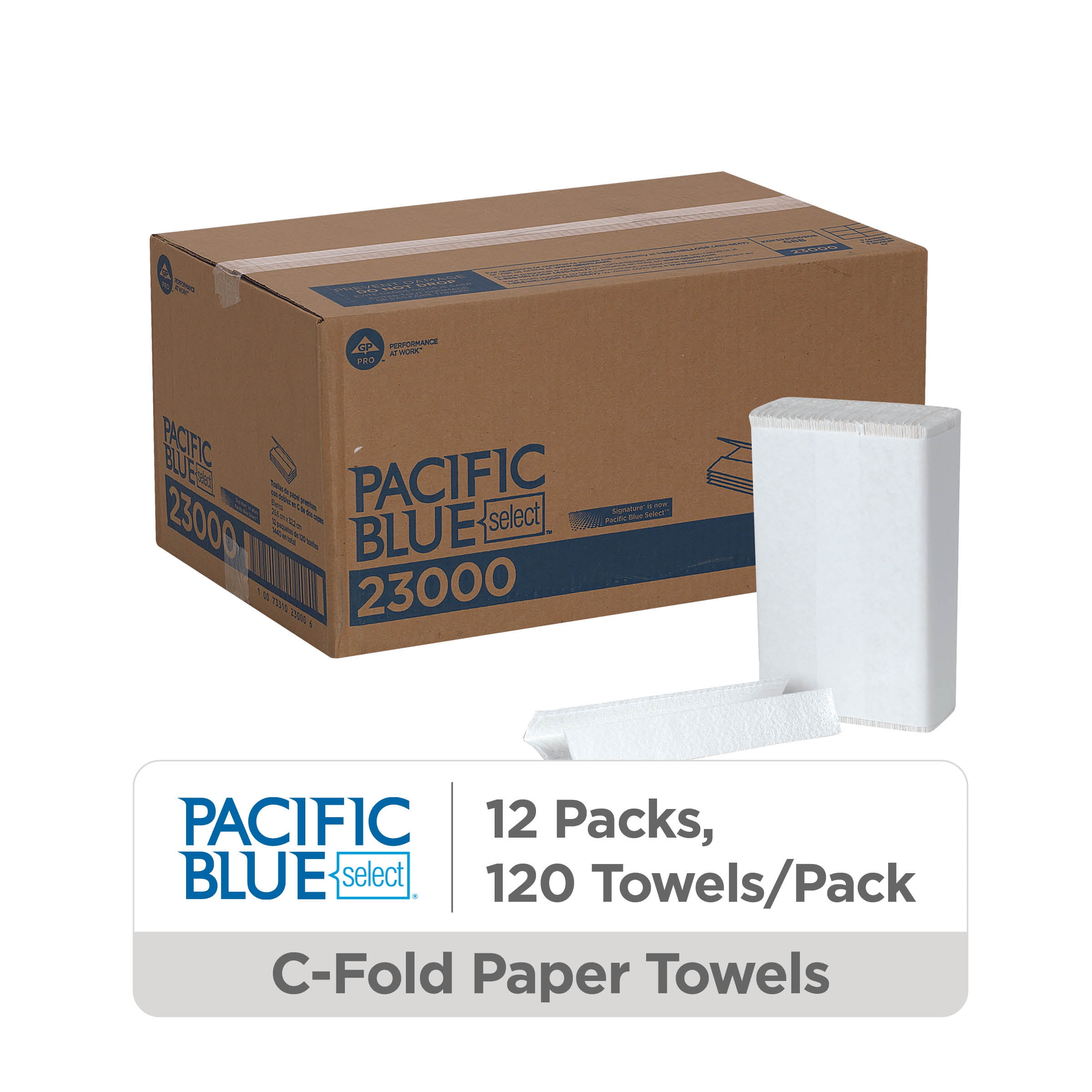 GEORGIA PACIFIC PROFESSIONAL Pacific Blue Select Premium 2-Ply C-Fold Paper Towels by GP PRO (Georgia-Pacific), White, 1,440 Towels Per Case