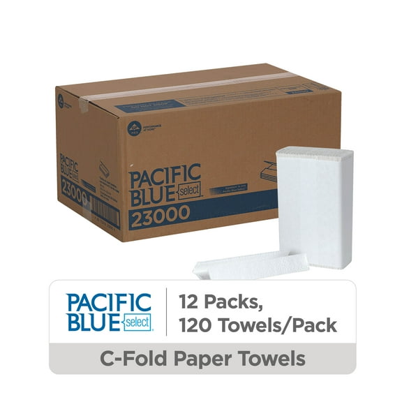 Pacific Blue Select Premium 2-Ply C-Fold Paper Towels by GP PRO (Georgia-Pacific), White, 1,440 Towels Per Case