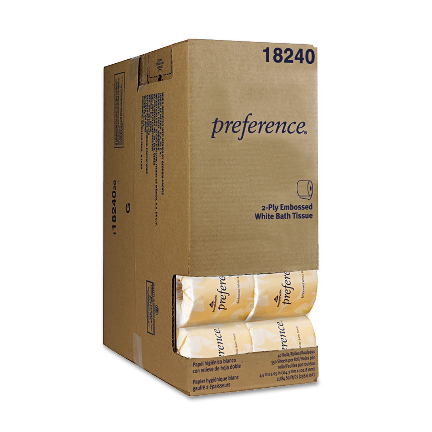 Georgia Pacific® Professional Two-ply Embossed Bath Tissue, Dispenser Box, Septic Safe, White, 550 Sheets/roll, 40 Rolls/carton