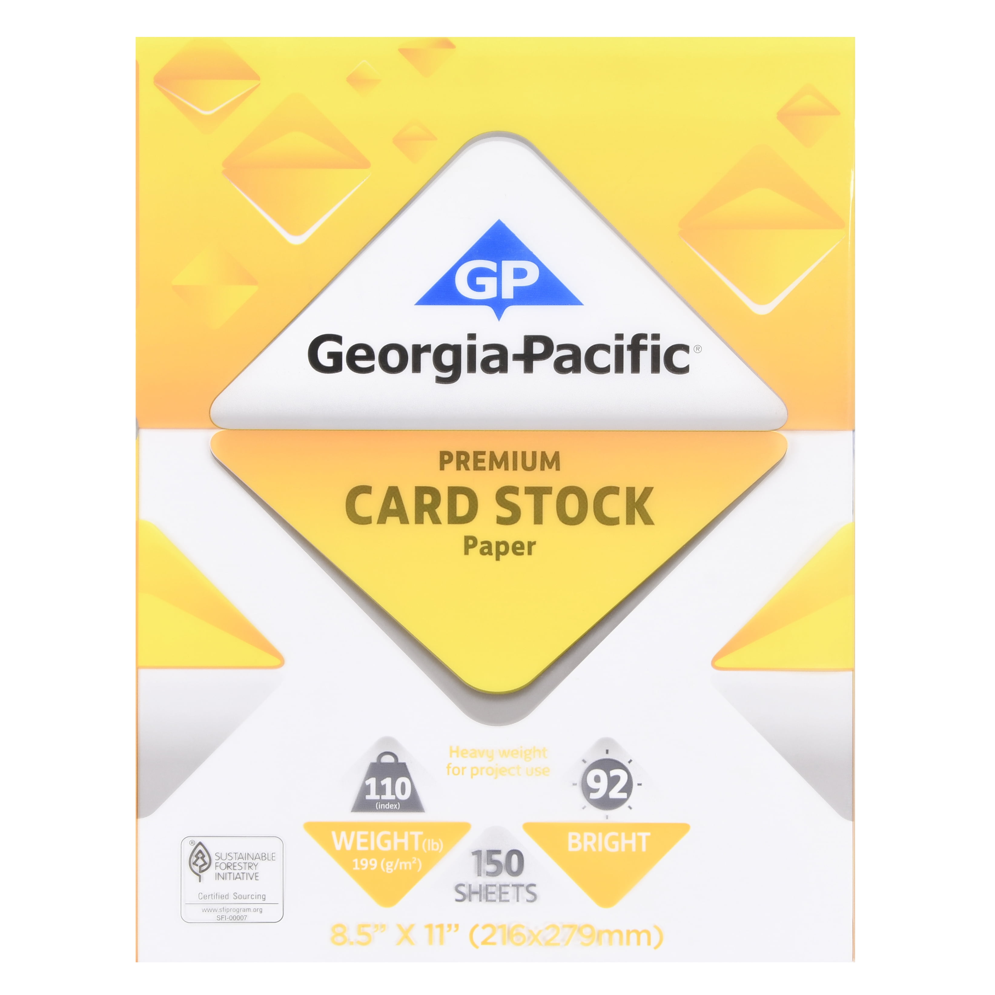 Georgia-Pacific White Card Stock, 8.5" x 11", 110 lb, 150 Sheets, New