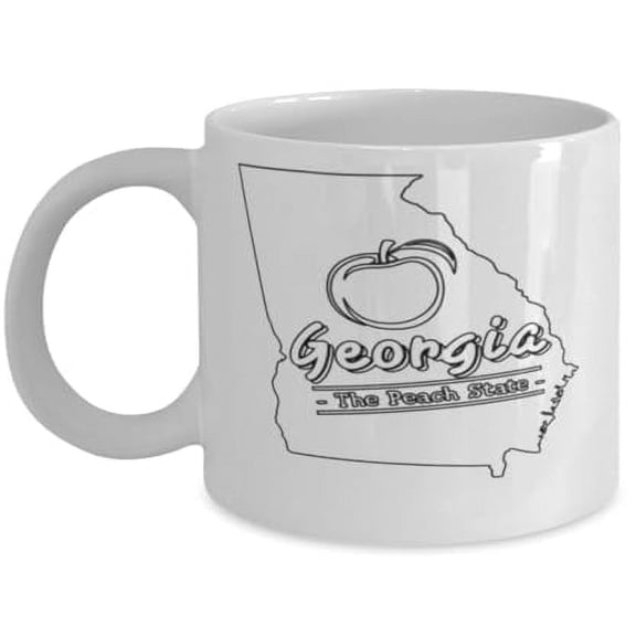 Georgia Peach Design - Georgia Souvenir - 11 oz Ceramic Coffee Mug