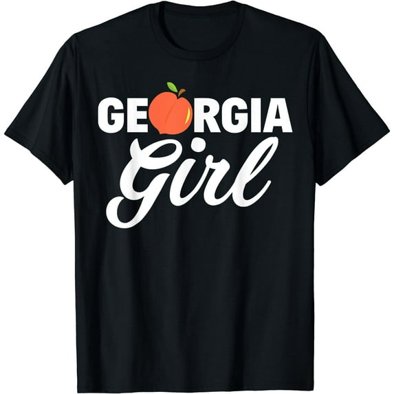 Georgia Peach Girl Funny Vintage T-Shirt Black Medium