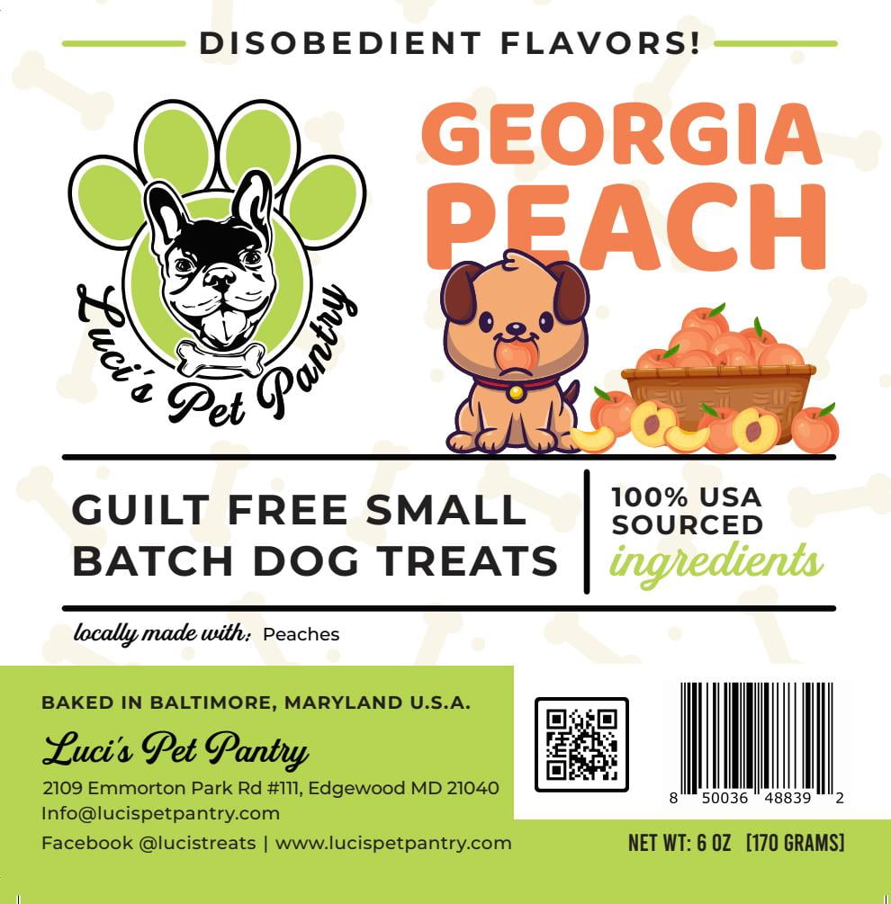 Georgia Peach "Peach Biscuits" Homemade Dog & Puppy Treats! Gift Box with 4 - 6 oz. Treat Bags