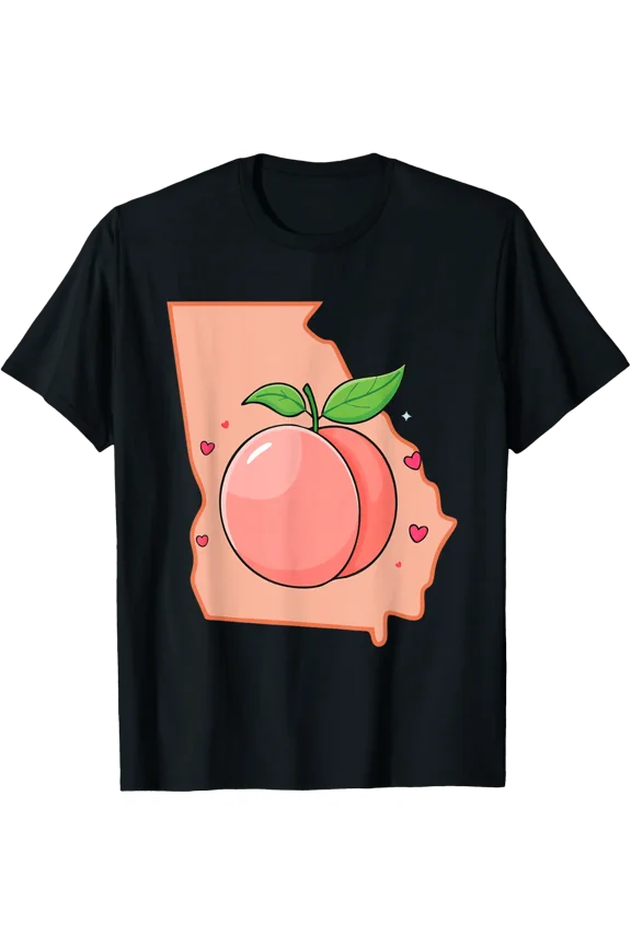 Georgia Peach State Map Fruit T Shirt Size S-5XL