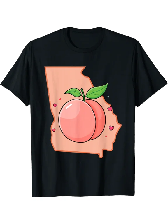 Georgia Peach State Map Fruit T Shirt Size S-5XL