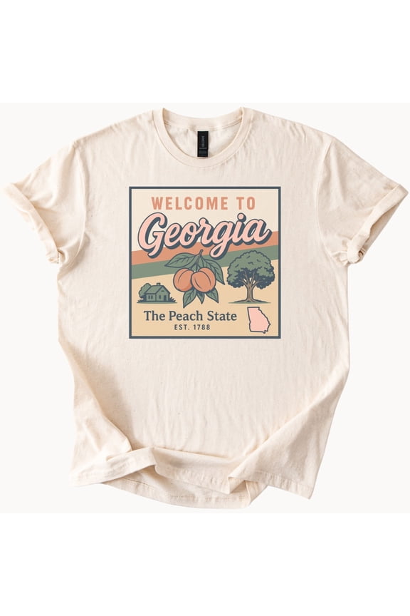 Georgia Peach State Peach Tree Farm Graphic T-Shirt