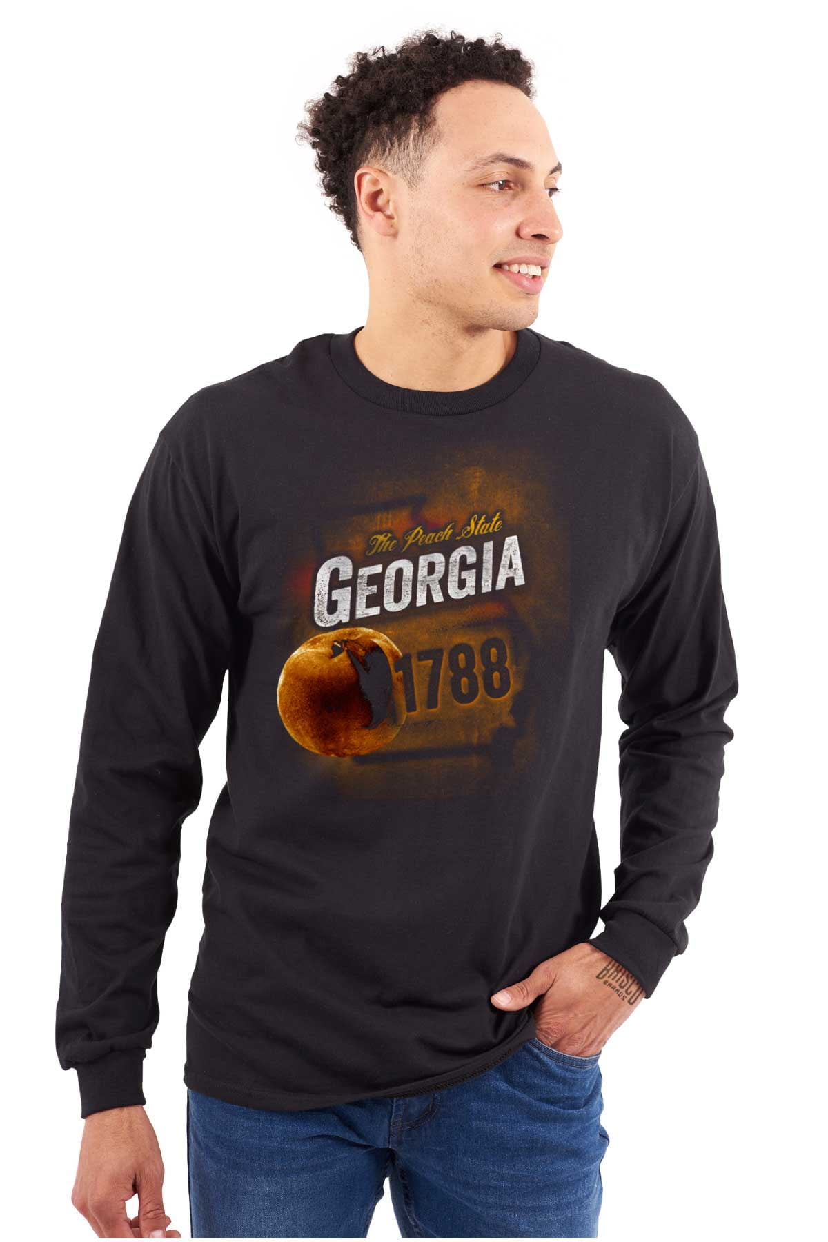Georgia Peach State Pride Distressed Long Sleeve TShirt Men Women - Main Image