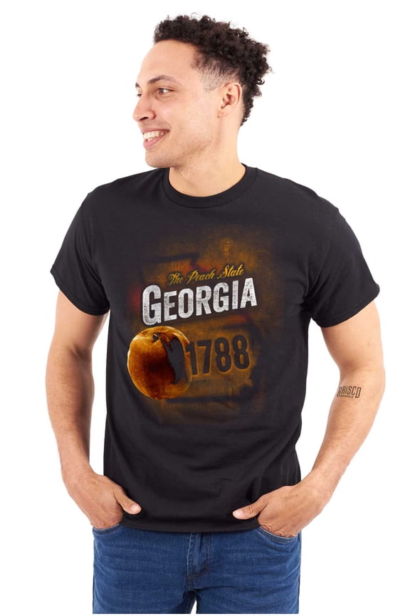 Georgia Peach State Pride Distressed Men's Graphic T Shirt Tees Brisco Brands S