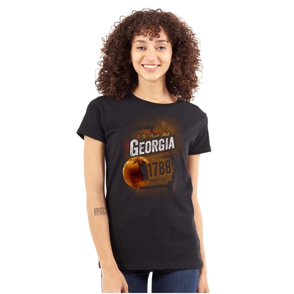 Georgia Peach State Pride Distressed Womens Slim Fit Graphic Tee Brisco Brands M