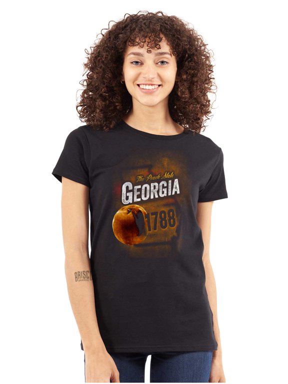 Georgia Peach State Pride Distressed Womens Slim Fit Graphic Tee Brisco Brands X