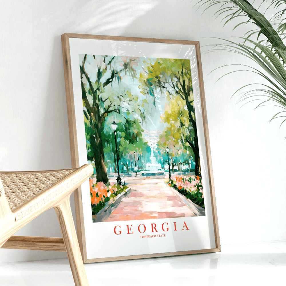 Georgia Rivers Posters Georgia Peach State Retro Travel Poster, Landscape Wall Art, Poster ...