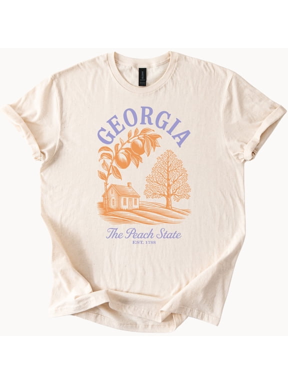 Georgia Peach State Tree Farmhouse Graphic T-Shirt