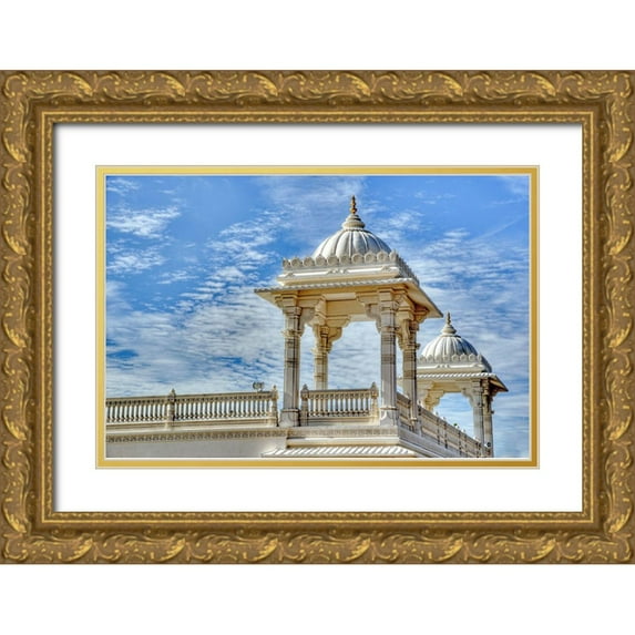 Georgia Picture Archive 24x17 Gold Ornate Wood Framed with Double Matting Museum Art Print Titled - White Hindu Temple-Atlanta-Georgia I