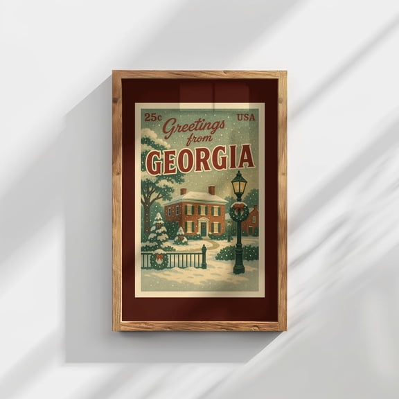 Georgia Postcard Poster Retrowall Art Vintage Style State Themed Decor, Unframed Poster Size 24x36