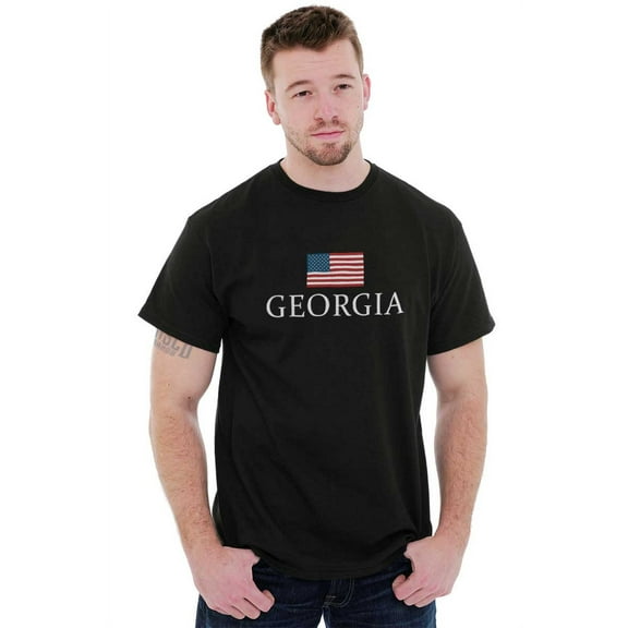 Georgia Pride American Flag GA USA Men's Graphic T Shirt Tees Brisco Brands L