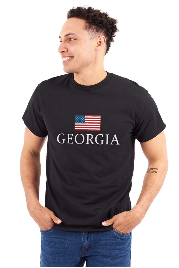 Georgia Pride American Flag GA USA Plus Size Crewneck Graphic Tee Shirt Brisco Brands 3X