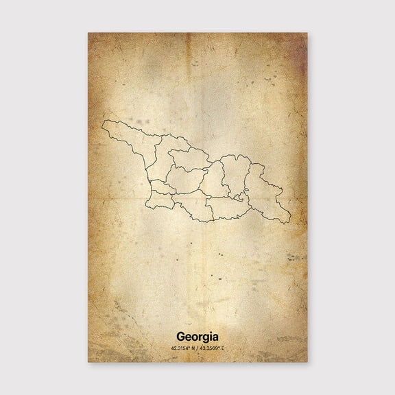 Georgia Print, Georgian Gift, Minimalistic Country Map Poster, GE Line Art, Boutique decorfor Living Room Bedroom Office Farmhouse Neutral Home Artwork Ready to Hang 8x12 inch
