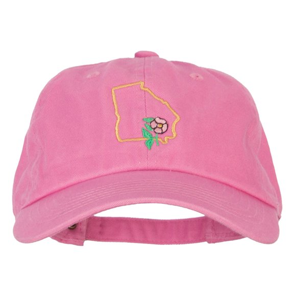 Georgia Rosa Laevigata with Map Embroidered Unstructured Washed Cap - Hot Pink OSFM