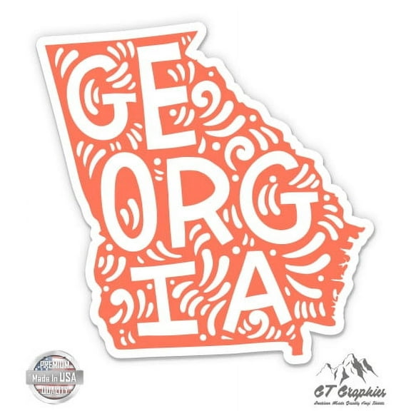 Georgia Shape Cute Letters Native Local - 3" Vinyl Sticker - For Car Laptop I-Pad Phone Helmet Hard Hat - Waterproof Decal