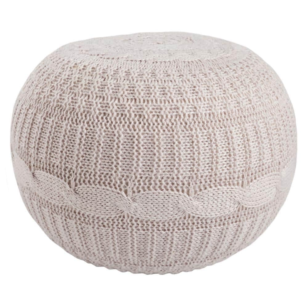 Silver Solid Round Pouf 20 in. x 20 in. x 14 in.