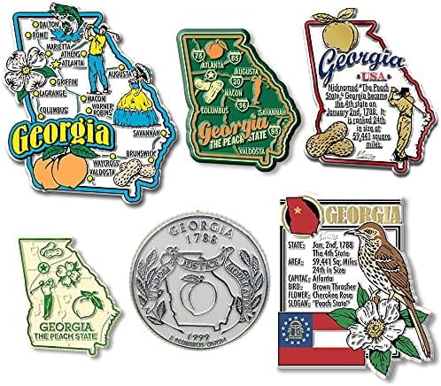 Georgia Six-Piece State Magnet Set by, Includes 6 Unique Designs ...