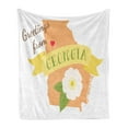 thumbnail image 1 of Georgia Soft Flannel Fleece Blanket, Show Your Love for Your Favourite State and It's Flower Greetings Design, Cozy Plush for Indoor and Outdoor Use, 50" x 70", Peach and Multicolor, by Ambesonne, 1 of 5