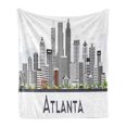thumbnail image 1 of Georgia Soft Flannel Fleece Throw Blanket, Atlanta Skyline with Modern Architecture, Cozy Plush for Indoor and Outdoor Use, 50" x 60", Dark Blue Grey White, by Ambesonne, 1 of 5