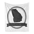 thumbnail image 1 of Georgia Soft Flannel Fleece Throw Blanket, Monochrome Round Composition of Map and Typography with Dots Framing, Cozy Plush for Indoor and Outdoor Use, 60" x 80", Dark Taupe and White, by Ambesonne, 1 of 5