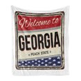 thumbnail image 1 of Georgia Soft Flannel Fleece Throw Blanket, Welcoming Sign Illustrated in a Grunge Layout, Cozy Plush for Indoor and Outdoor Use, 50" x 70", Ivory Dark Pink, by Ambesonne, 1 of 5