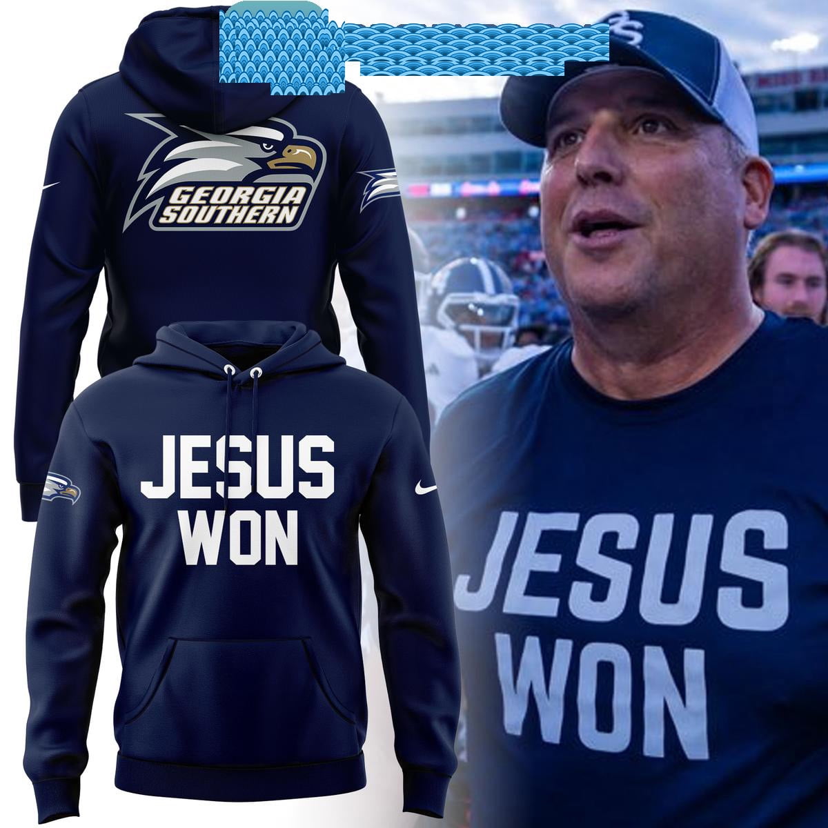 Georgia Southern Eagles Football Jesus Won Hoodie T-Shirt - Walmart.com